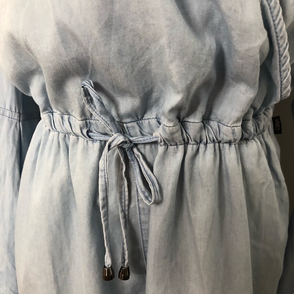 REFUGE DENIM Chambray Denim Longsleeve Jumpsuit or Playsuit, POCKETS! Size Large - Picture 3 of 13